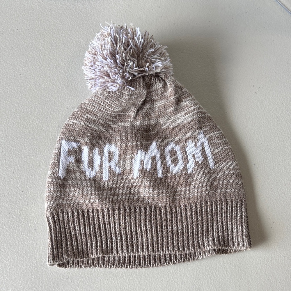 Fur Mom Kids Pom Beanie - Beige